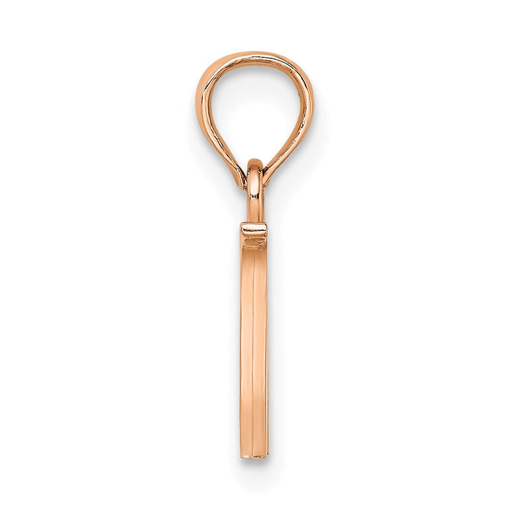 14K Roségold Poliert Block Buchstabe W Initiale Anhänger