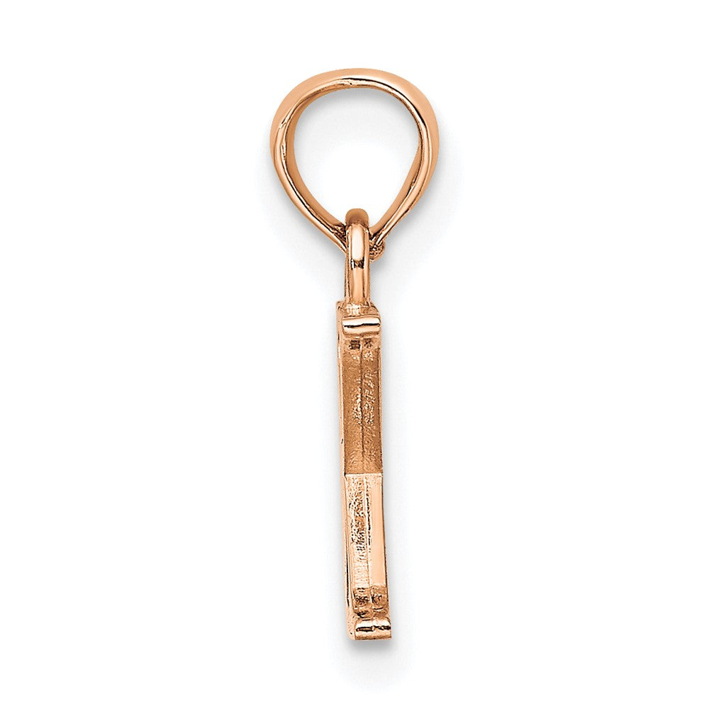 14K Roségold Poliert Block Buchstabe X Initiale Anhänger
