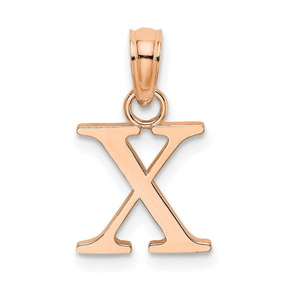 14K Roségold Poliert Block Buchstabe X Initiale Anhänger