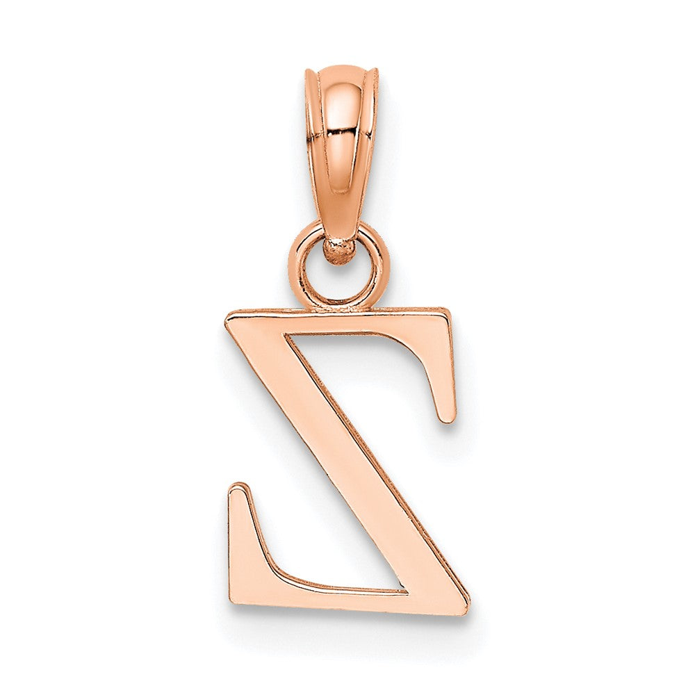 14K Roségold Poliert Block Buchstabe Z Initiale Anhänger