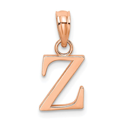 14K Roségold Poliert Block Buchstabe Z Initiale Anhänger