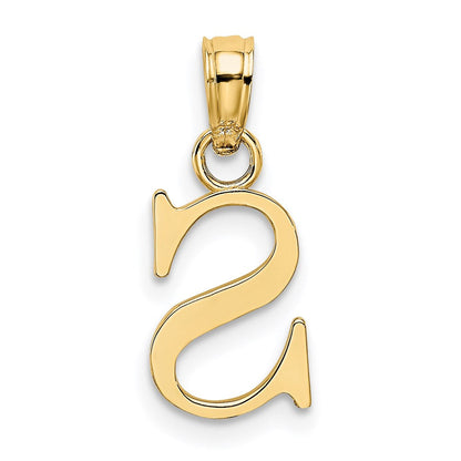 14K Gelbgold Poliert Block Buchstabe S Initiale Anhänger