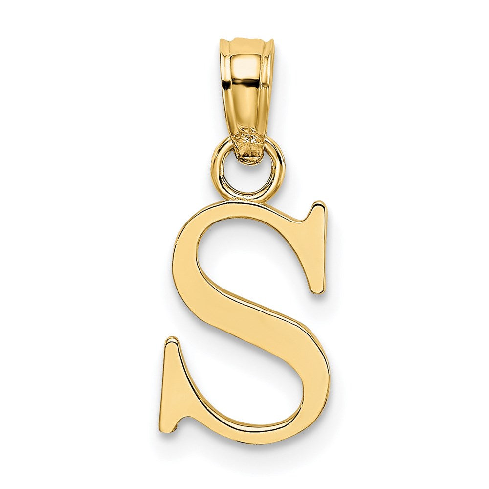 14K Gelbgold Poliert Block Buchstabe S Initiale Anhänger
