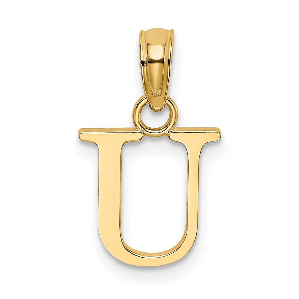 14K Gelbgold Poliert Block Buchstabe U Initiale Anhänger