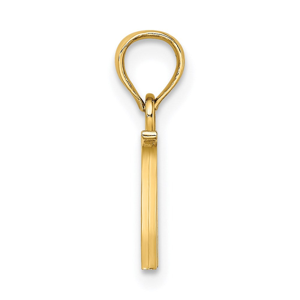 14K Gelbgold Poliert Block Buchstabe W Initiale Anhänger