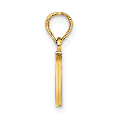 14K Gelbgold Poliert Block Buchstabe W Initiale Anhänger
