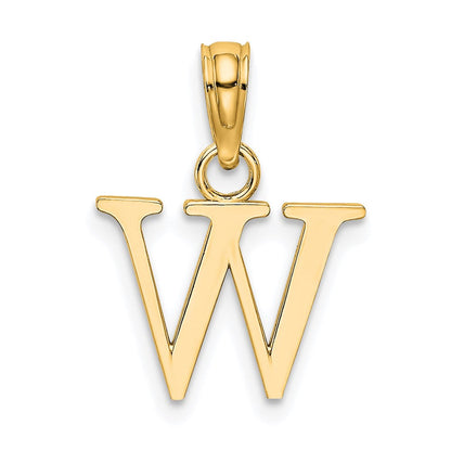 14K Gelbgold Poliert Block Buchstabe W Initiale Anhänger