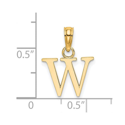 14K Gelbgold Poliert Block Buchstabe W Initiale Anhänger