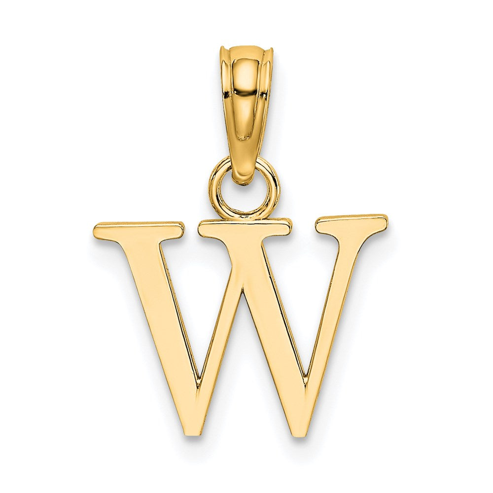14K Gelbgold Poliert Block Buchstabe W Initiale Anhänger