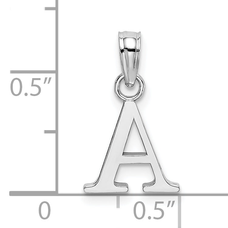 14K Weißgold 14kw Poliert Block Buchstabe A Initiale Anhänger