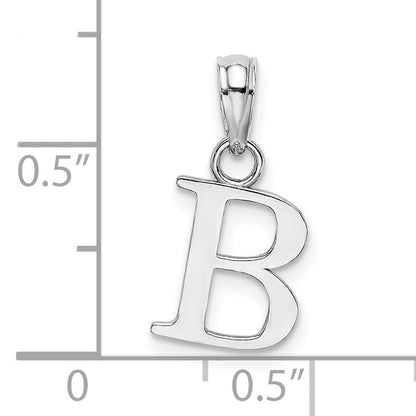 14K Weißgold 14kw Poliert Block Buchstabe B Initiale Anhänger
