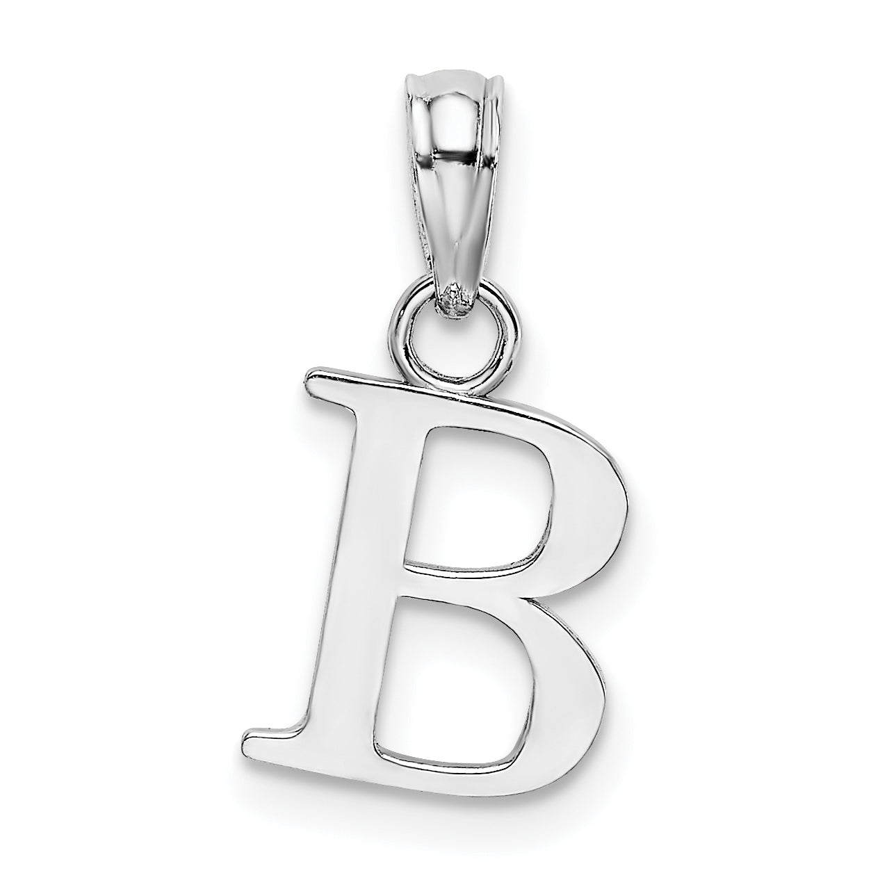 14K Weißgold 14kw Poliert Block Buchstabe B Initiale Anhänger