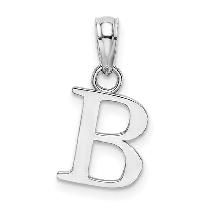 14K Weißgold 14kw Poliert Block Buchstabe B Initiale Anhänger