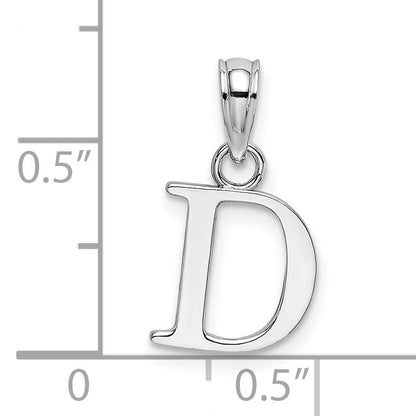 14K Weißgold 14kw Poliert Block Buchstabe D Initiale Anhänger