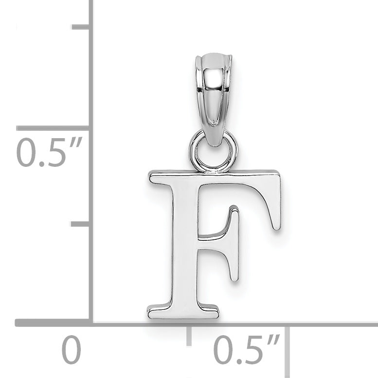 14K Weißgold Poliert Block Buchstabe F Initiale Anhänger