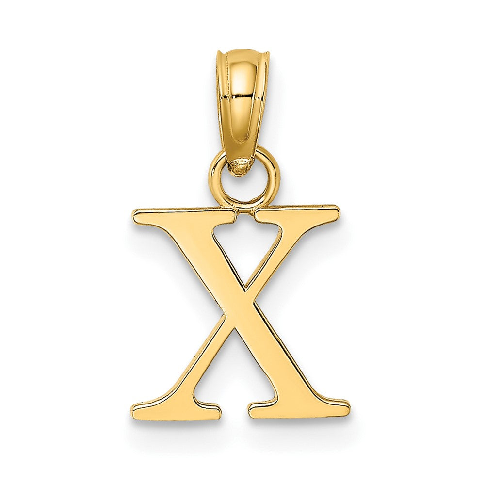 14K Gelbgold Poliert Block Buchstabe X Initiale Anhänger