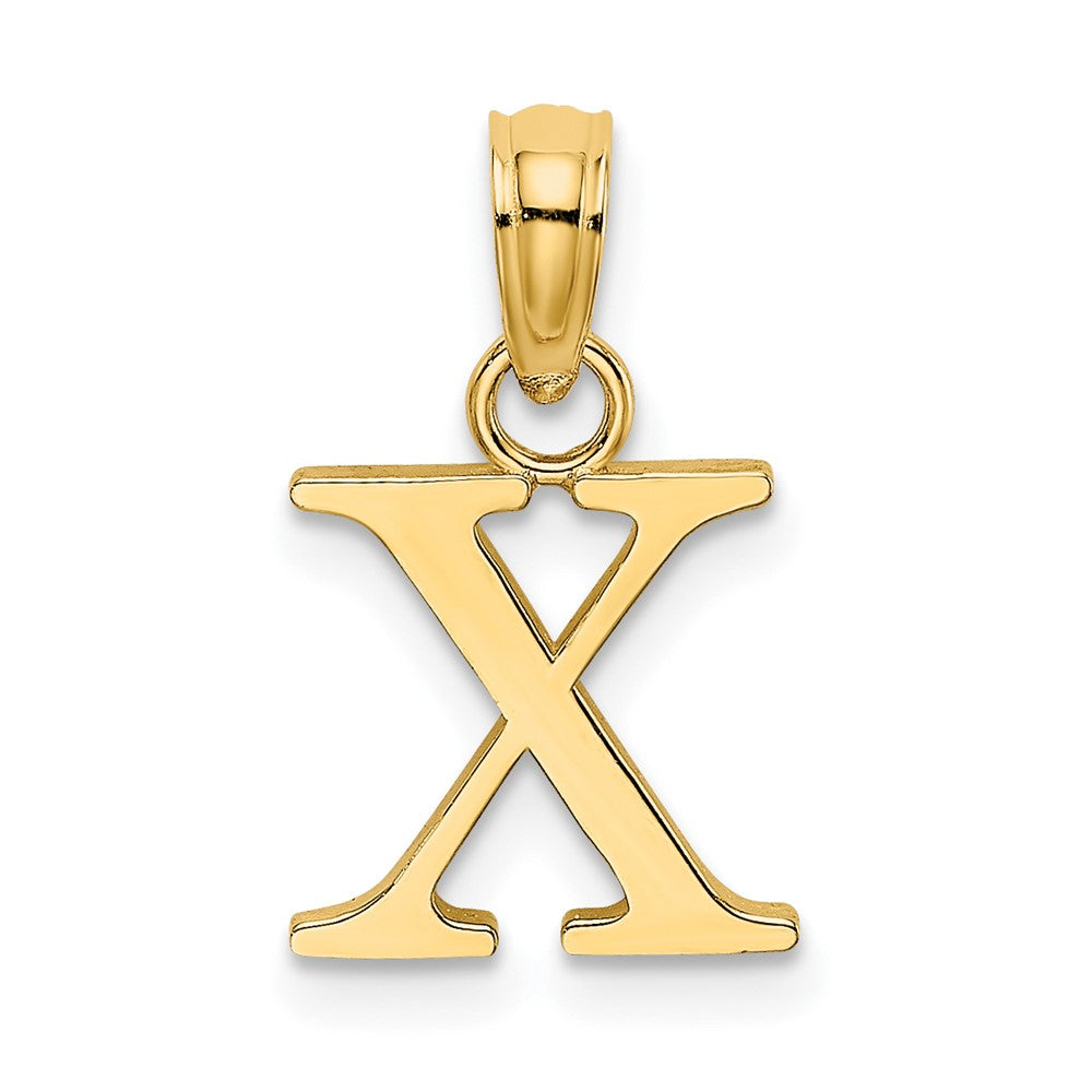 14K Gelbgold Poliert Block Buchstabe X Initiale Anhänger
