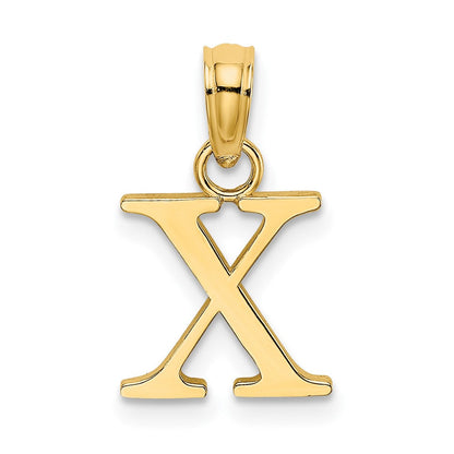 14K Gelbgold Poliert Block Buchstabe X Initiale Anhänger