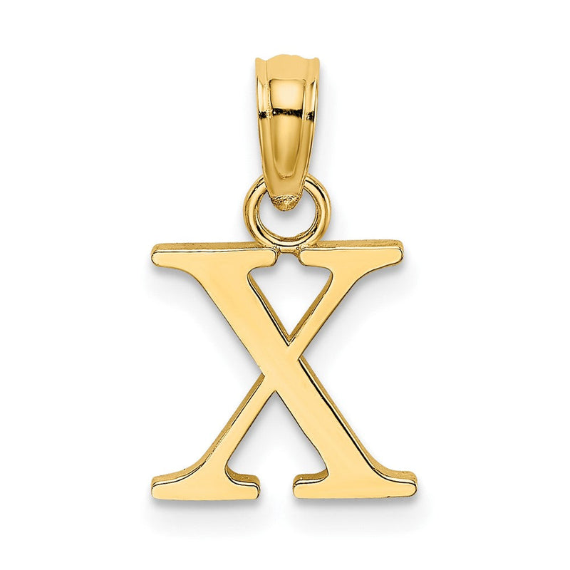 14K Gelbgold Poliert Block Buchstabe X Initiale Anhänger