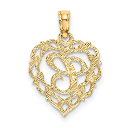 14K Gelbgold 14ky Herz Schreibschrift Buchstabe C Initiale Charm