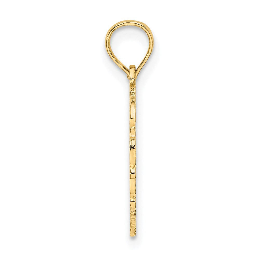 14K Gelbgold 14ky Herz Schreibschrift Buchstabe D Initiale Charm