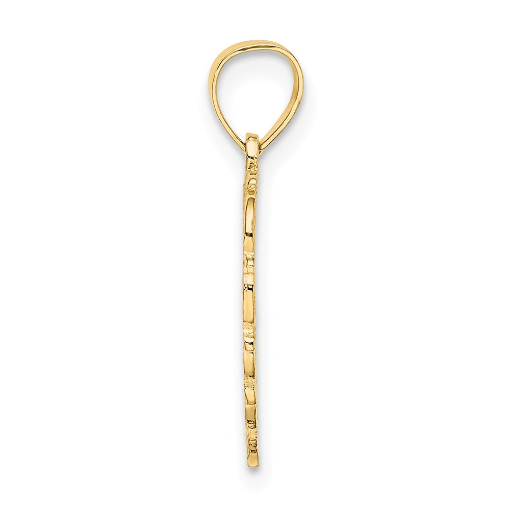 14K Gelbgold 14ky Herz Schreibschrift Buchstabe E Initiale Charm