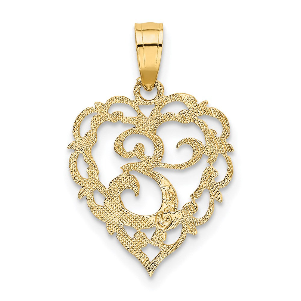 14K Gelbgold 14ky Herz Schreibschrift Buchstabe E Initiale Charm