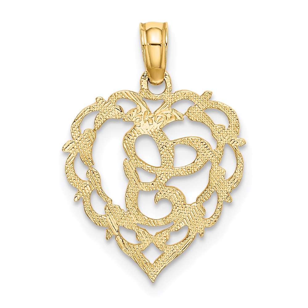 14K Gelbgold 14ky Herz Schreibschrift Buchstabe G Initiale Charm