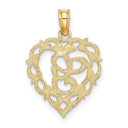 14K Gelbgold 14ky Herz Schreibschrift Buchstabe G Initiale Charm