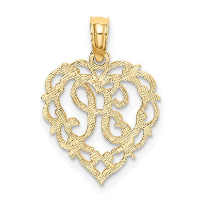 14K Gelbgold 14ky Herz Schreibschrift Buchstabe H Initiale Charm