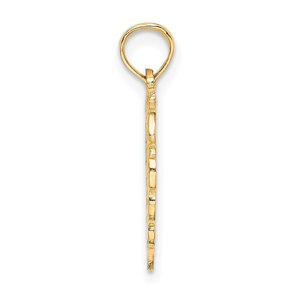 14K Gelbgold 14ky Herz Schreibschrift Buchstabe I Initiale Charm