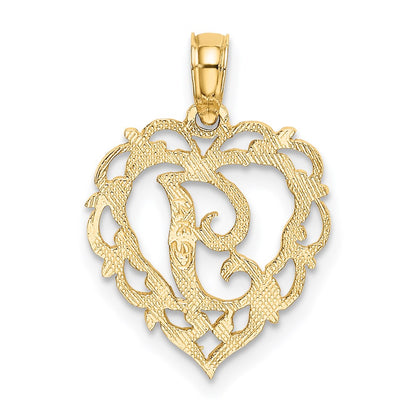 14K Gelbgold 14ky Herz Schreibschrift Buchstabe I Initiale Charm