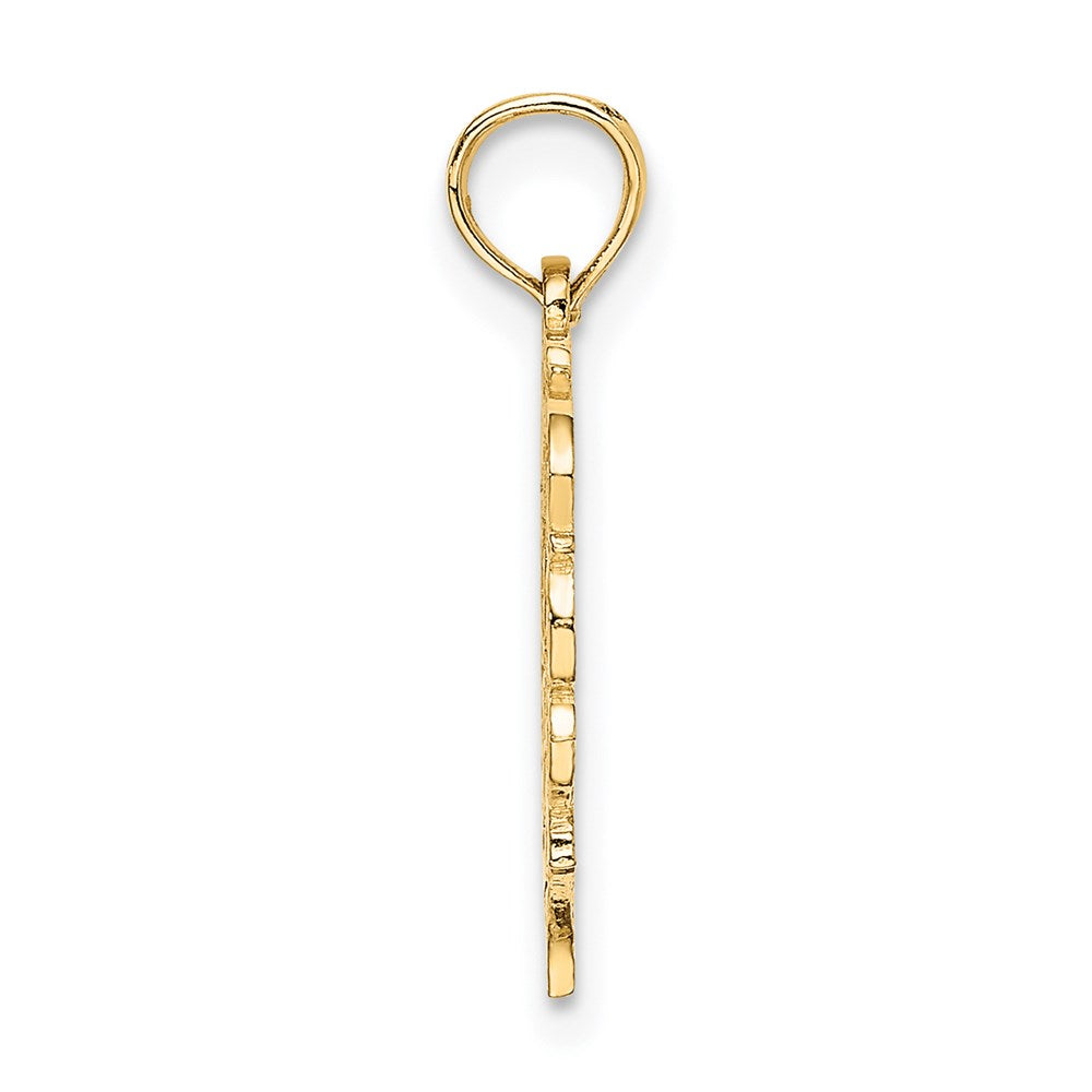 14K Gelbgold 14ky Herz Schreibschrift Buchstabe J Initiale Charm