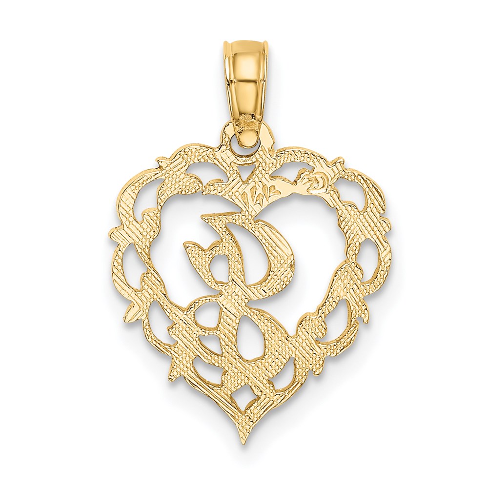 14K Gelbgold 14ky Herz Schreibschrift Buchstabe J Initiale Charm