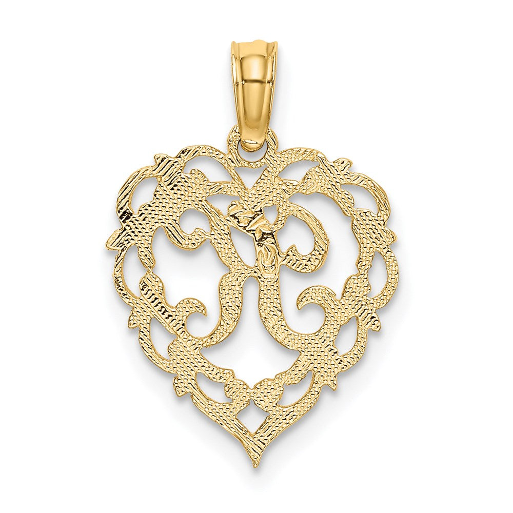 14K Gelbgold 14ky Herz Schreibschrift Buchstabe K Initiale Charm