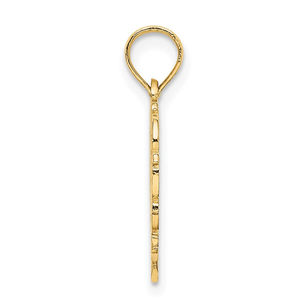 14K Gelbgold 14ky Herz Schreibschrift Buchstabe L Initiale Charm