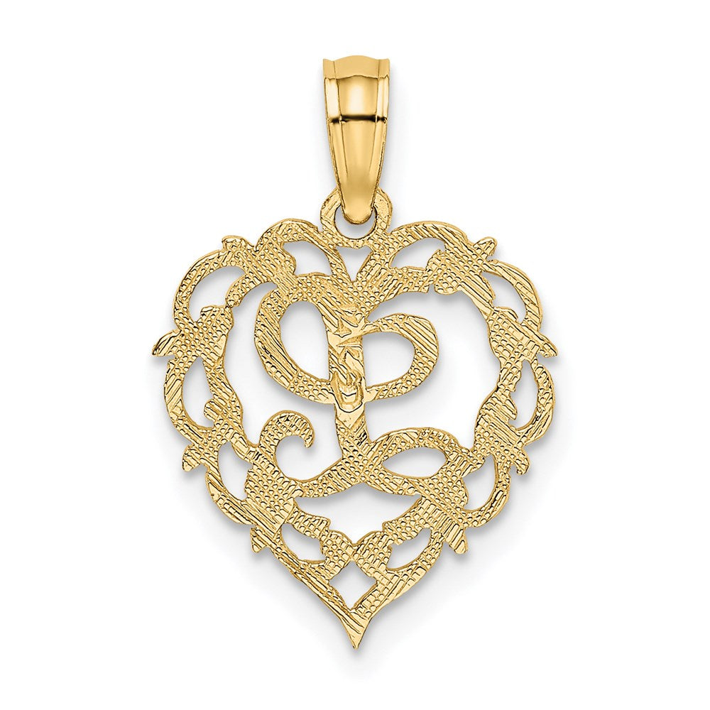 14K Gelbgold 14ky Herz Schreibschrift Buchstabe L Initiale Charm