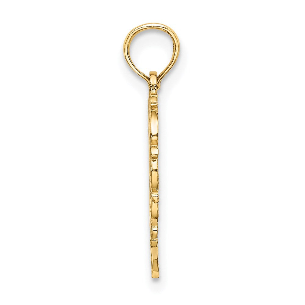 14K Gelbgold 14ky Herz Schreibschrift Buchstabe M Initiale Charm