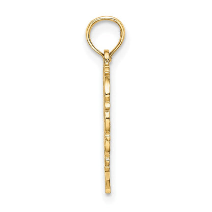14K Gelbgold 14ky Herz Schreibschrift Buchstabe M Initiale Charm