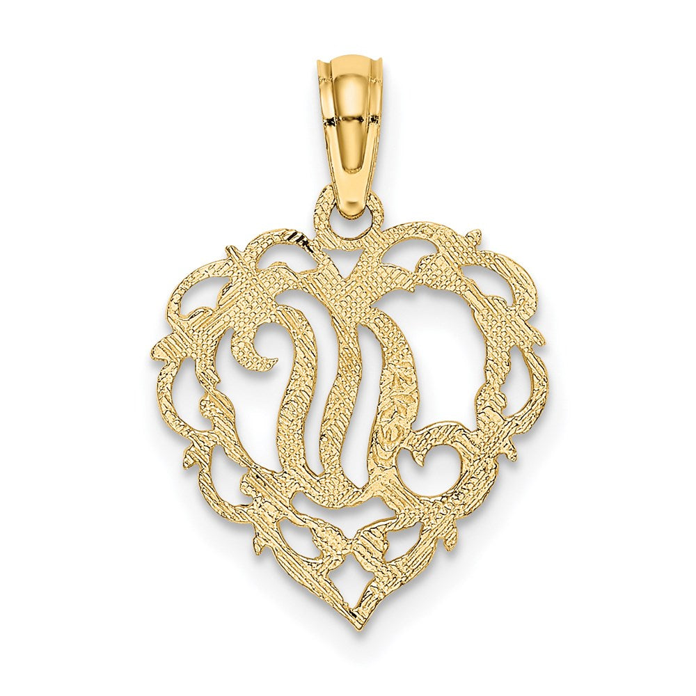 14K Gelbgold 14ky Herz Schreibschrift Buchstabe N Initiale Charm