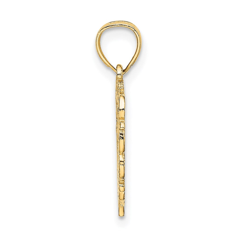 14K Gelbgold 14ky Herz Schreibschrift Buchstabe O Initiale Charm