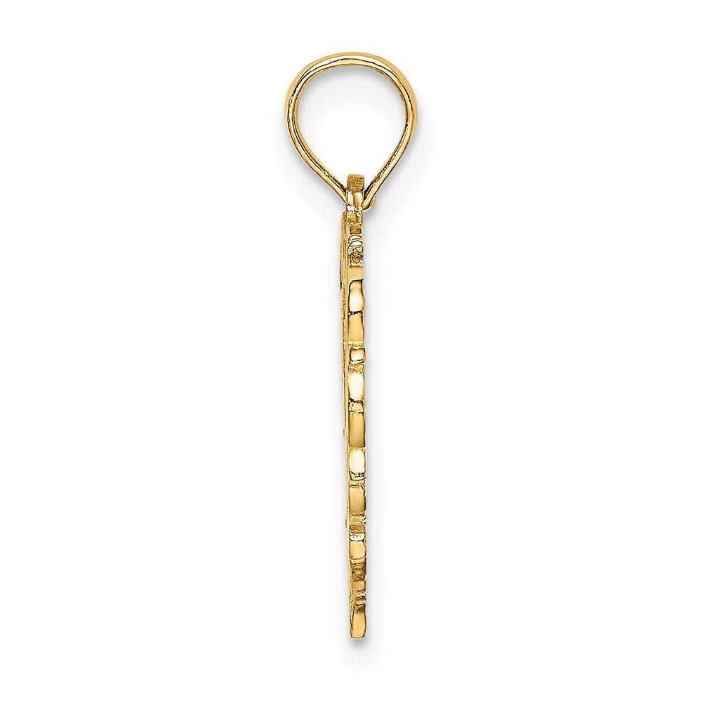 14K Gelbgold 14ky Herz Schreibschrift Buchstabe P Initiale Charm