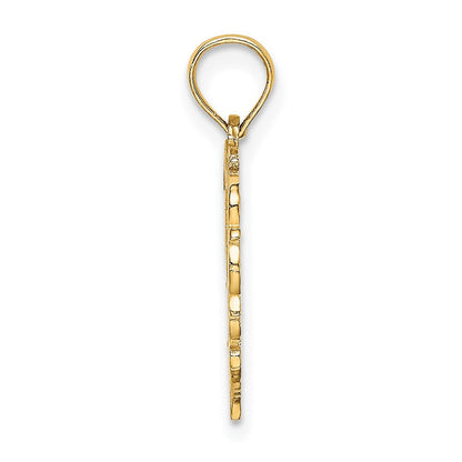 14K Gelbgold 14ky Herz Schreibschrift Buchstabe P Initiale Charm