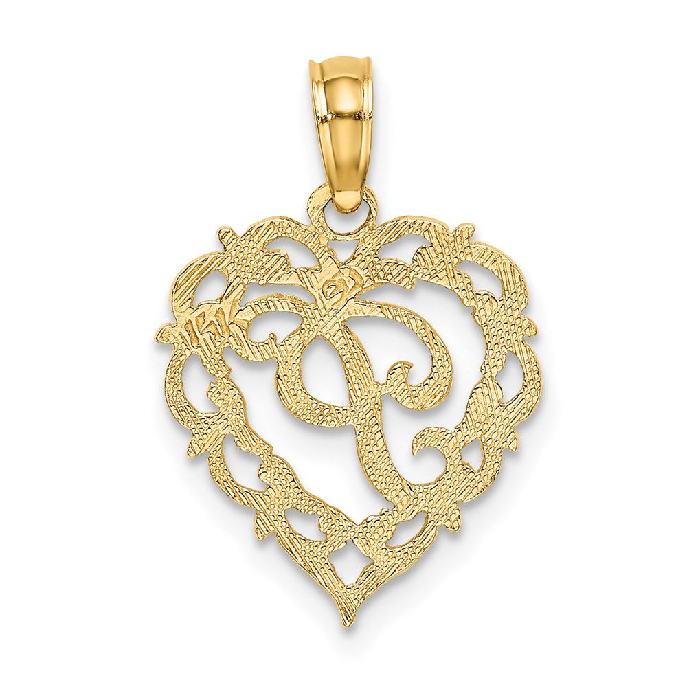 14K Gelbgold 14ky Herz Schreibschrift Buchstabe P Initiale Charm