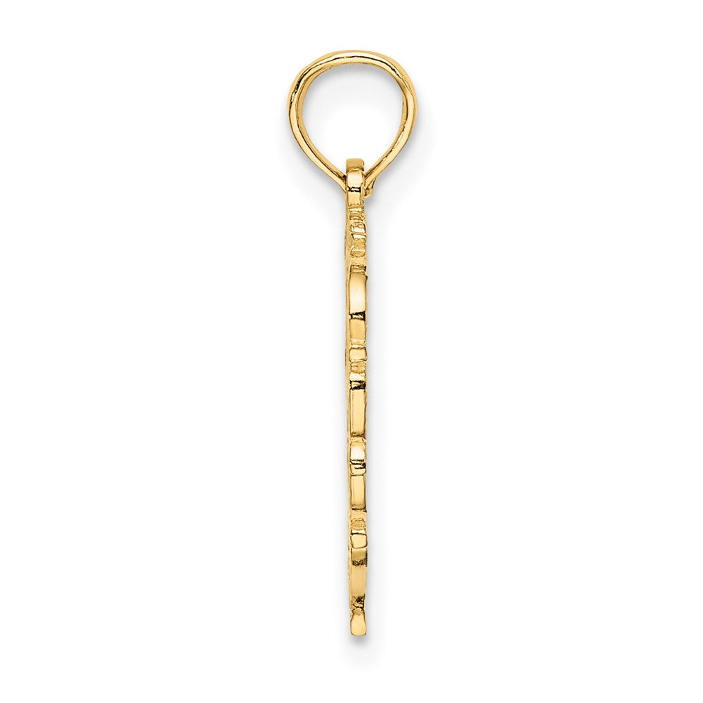 14K Gelbgold 14ky Herz Schreibschrift Buchstabe R Initiale Charm