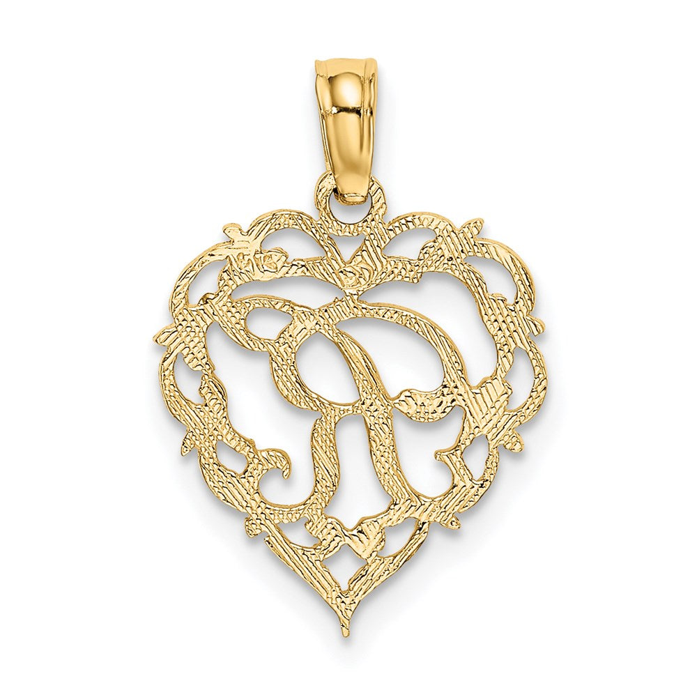 14K Gelbgold 14ky Herz Schreibschrift Buchstabe R Initiale Charm