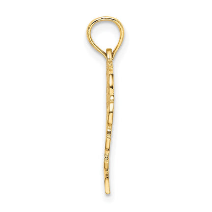 14K Gelbgold 14ky Herz Schreibschrift Buchstabe S Initiale Charm