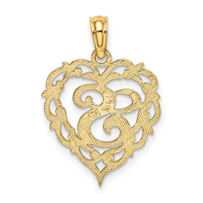 14K Gelbgold 14ky Herz Schreibschrift Buchstabe S Initiale Charm