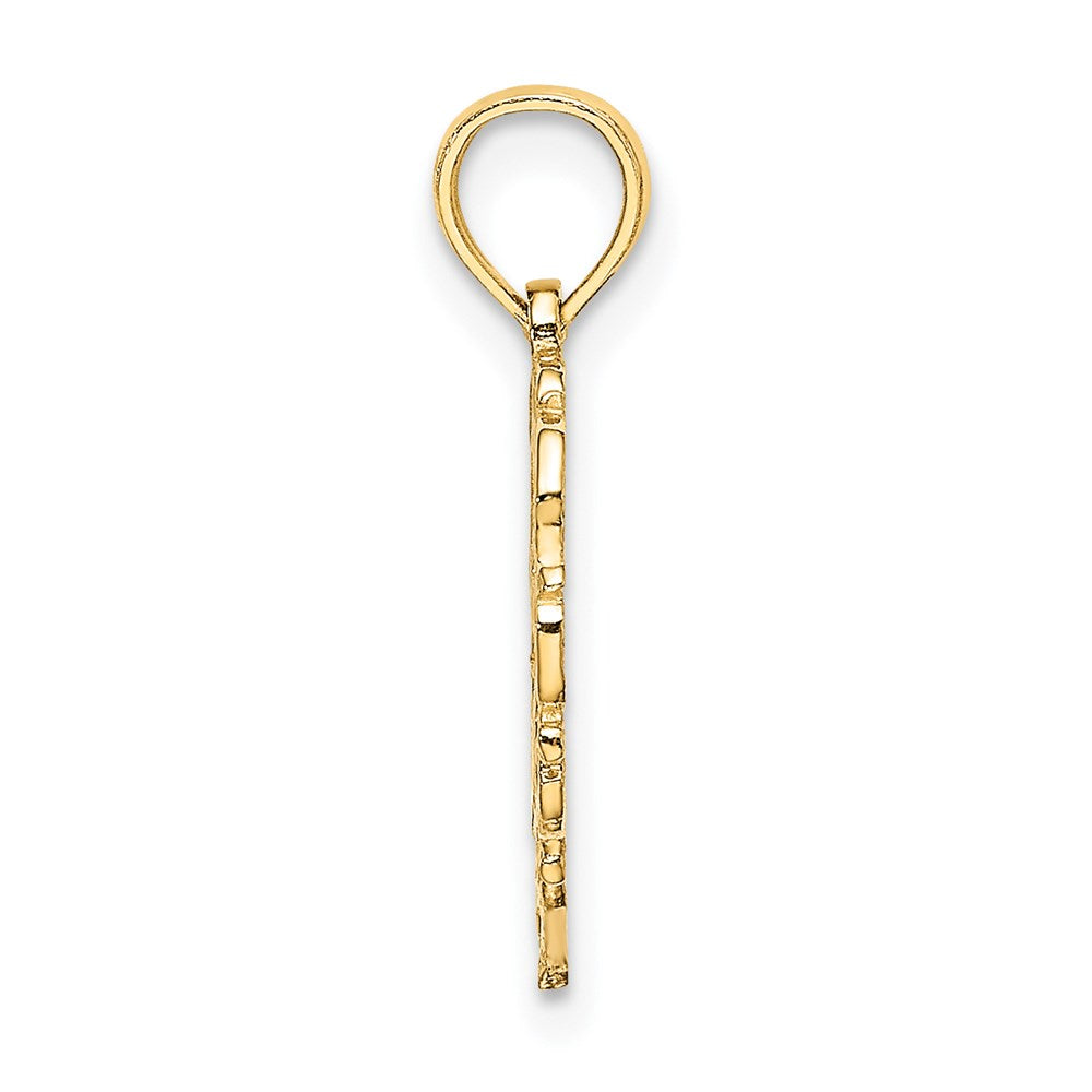 14K Gelbgold 14ky Herz Schreibschrift Buchstabe T Initiale Charm