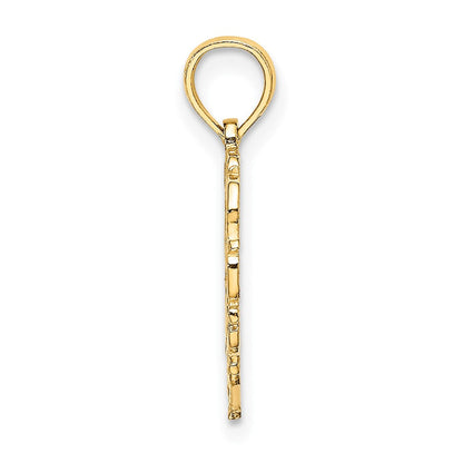 14K Gelbgold 14ky Herz Schreibschrift Buchstabe T Initiale Charm